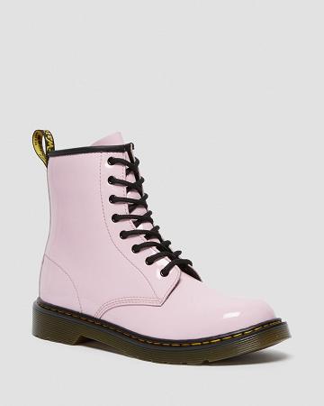 Dr Martens Youth 1460 Lak Læder Snørestøvler Børn Lyserød | DK 712EBC